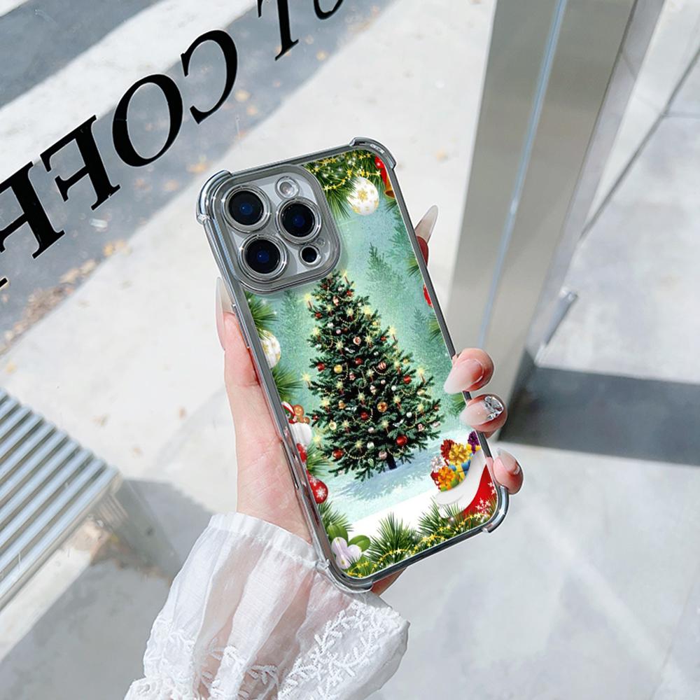 Чехлы для телефонов Ae121 Merry Christmas Santa design art из гальванизированного ТПУ для Samsung A54 A12 A14 S23 S24 Ultra A55 A15 S21 FE с четырьмя углами защиты