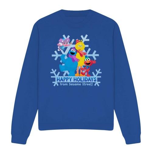 Sesame Street Unisex Adult Happy Holidays Characters Sweatshirt