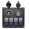 RV Combination Panel Rocker Switch Yacht Conversion USB Car Charger Cigarette Lighter Socket with LED Blue Light