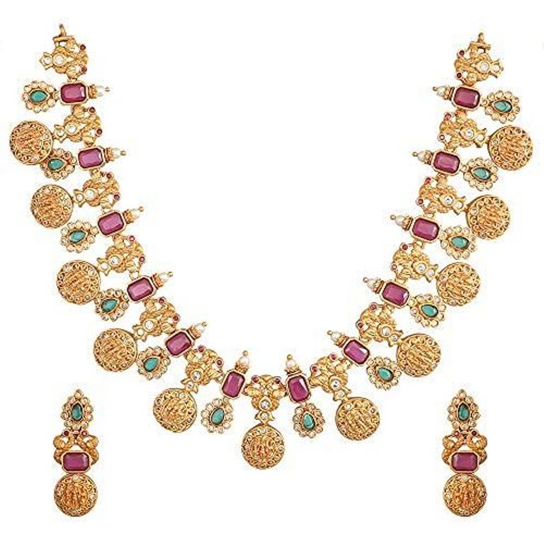 TARINIKA Antique Gold Plated Rhea Short Necklace Set