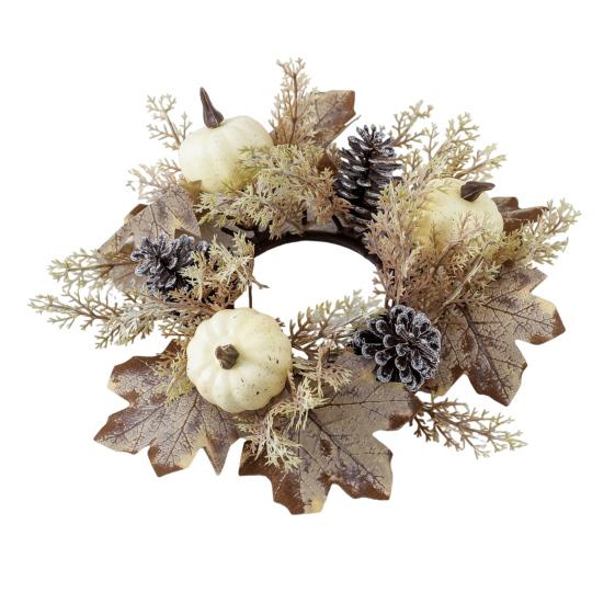 Искусственный венок на День благодарения, свечное кольцо, кленовый лист, тыква, шишка, подсвечник, гирлянда, украшение для стола на праздник урожая