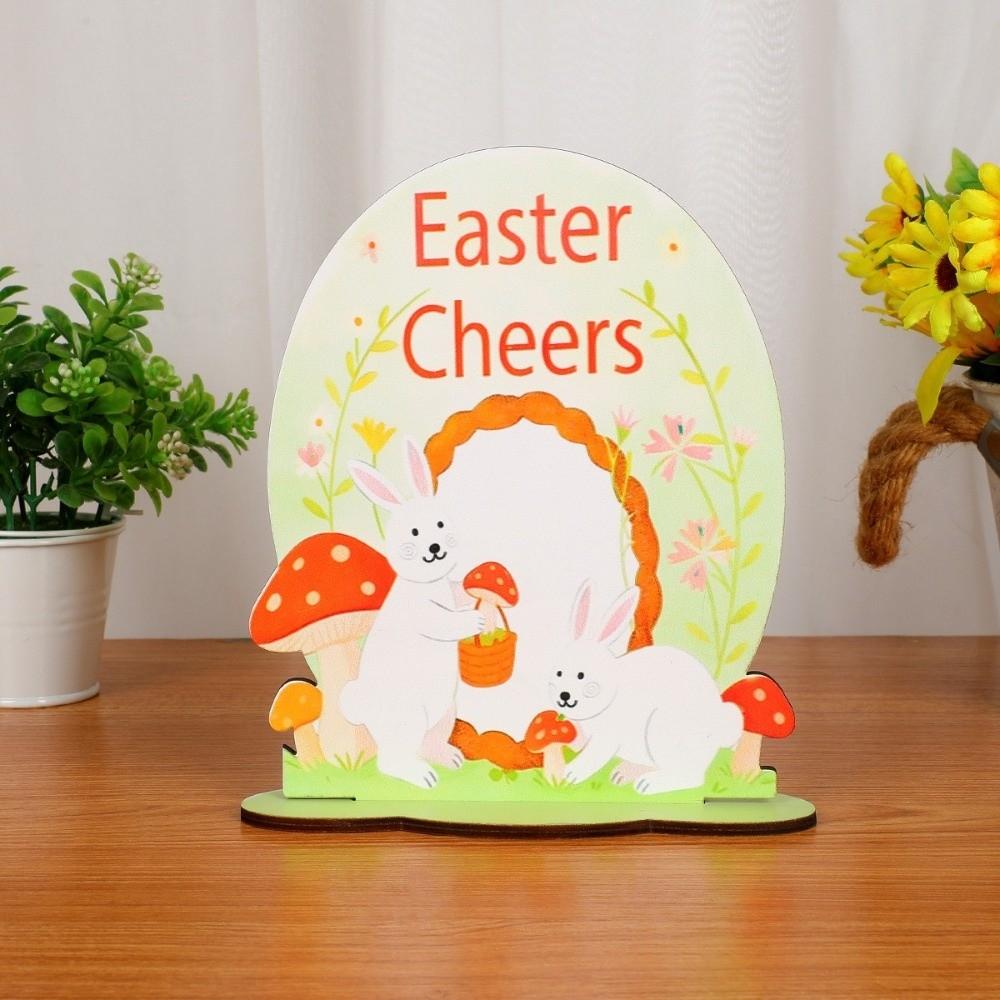 Party Supplies Cartoon Easter Bunny Decor Handmade Colorful Wooden Rabbit Ornaments Standing Bunny Eggs Decor Home Table