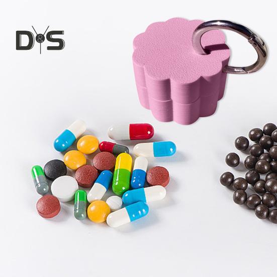 Keychain Pill Box Waterproof Compact Mini Holder Lightweight 3D Printed Container with Key Ring Small Pill Organizer Case