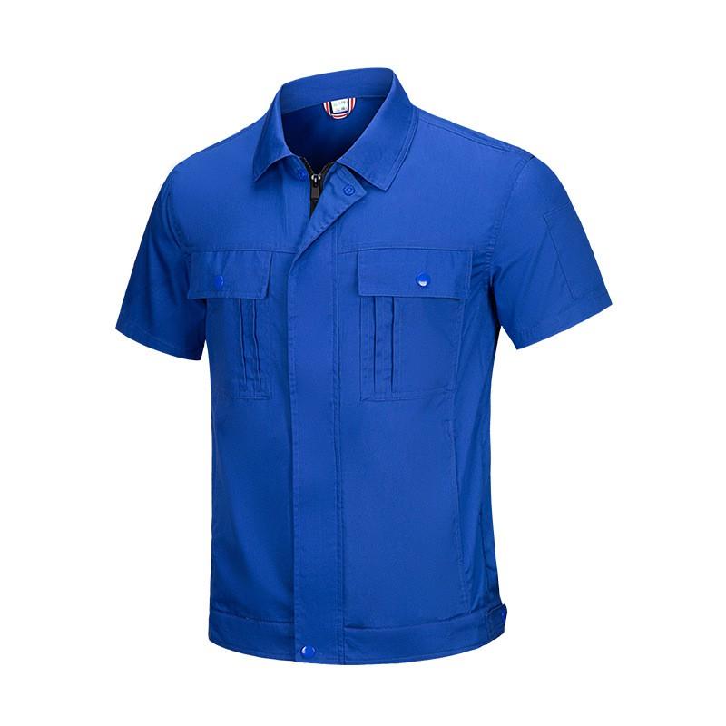 Mens Cotton Short Sleeve Workwear Set Thin Electrician Uniform Office