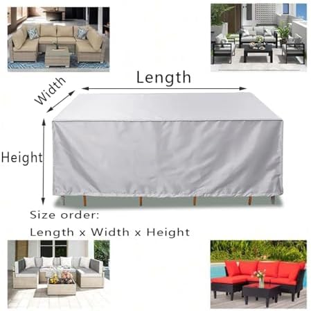XIANGPEIFBH Patio Furniture Cover 90x50x90cm Waterproof UV Resistant 420D Oxford Fabric Rectangular Outdoor Table Chair Protector Silver