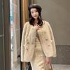 New Women's Round Neck Double Breasted Faux Mink Fur Grass Coat Vertical Pattern Fur One Piece Fur Top