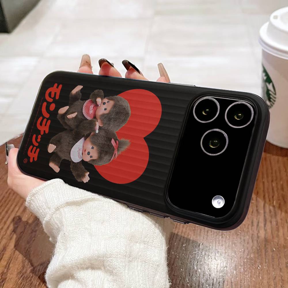 Cute M-monchhichis-s For IPhone 17 16 15 11 12 13 14 Pro Max Plus Pro Corrugated Translucent Back Phone Cover