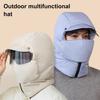 Winter Cycling Hat with Scarf Face Shield And Glasses Thick Warm Windproof Full Protecting Outdoor Travel Cold Weather Skiing Cap