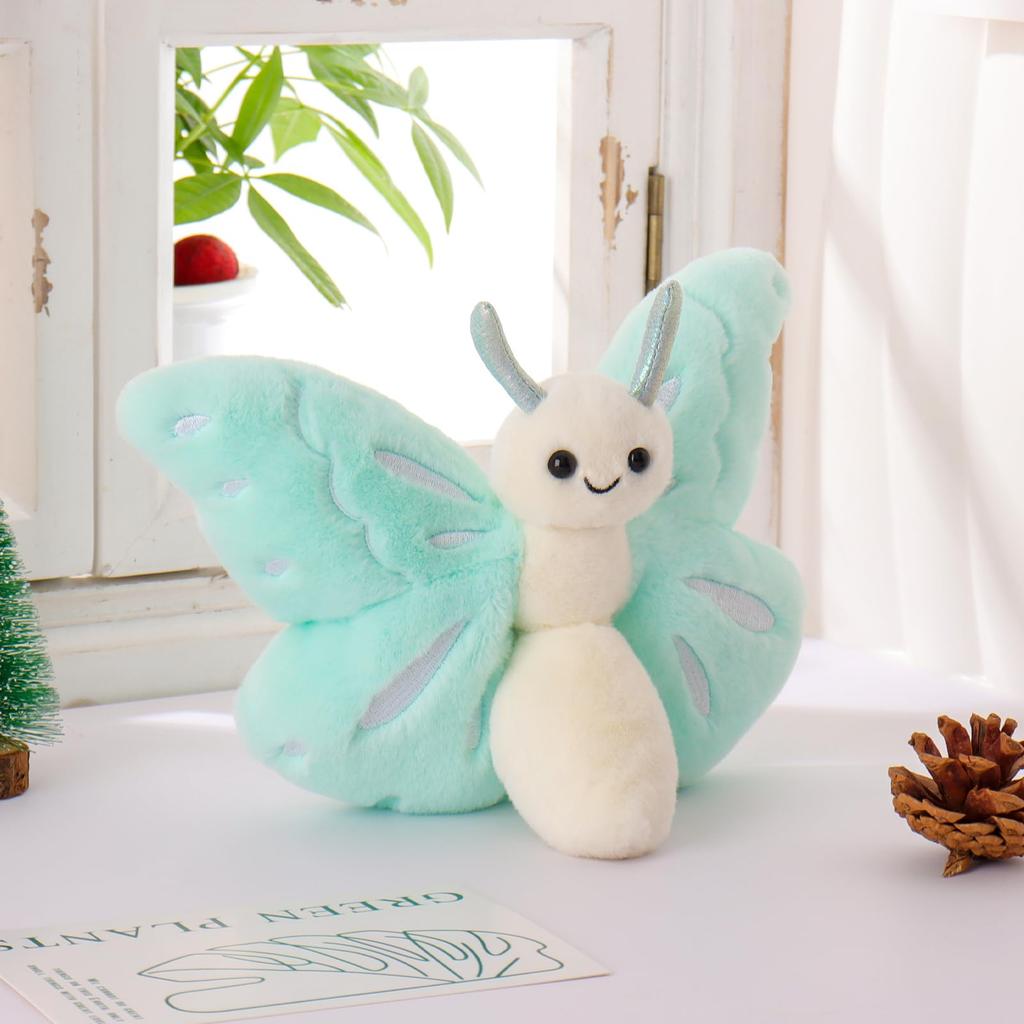 Apricot Lamb Blue Butterfly Plush Toy for Kids, Soft and Cute Fluffy Blue Butterfly for Girls and Boys, 19cm