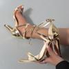 Summer New Arrival Sexy Gold High Heel Sandals Sizes Cross-Stage Plus Size Stiletto Open Toe High Heels