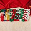 Cartoon Floor Sleep Socks Snowman Winter Red Green Elk Coral Velvet Socks Middle Tube Socks Women Hosiery Christmas Socks