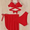 Swimsuit Women's Hard Clad Steel Split Bikini Set Retro Solid Color Hollow Out Swimwear