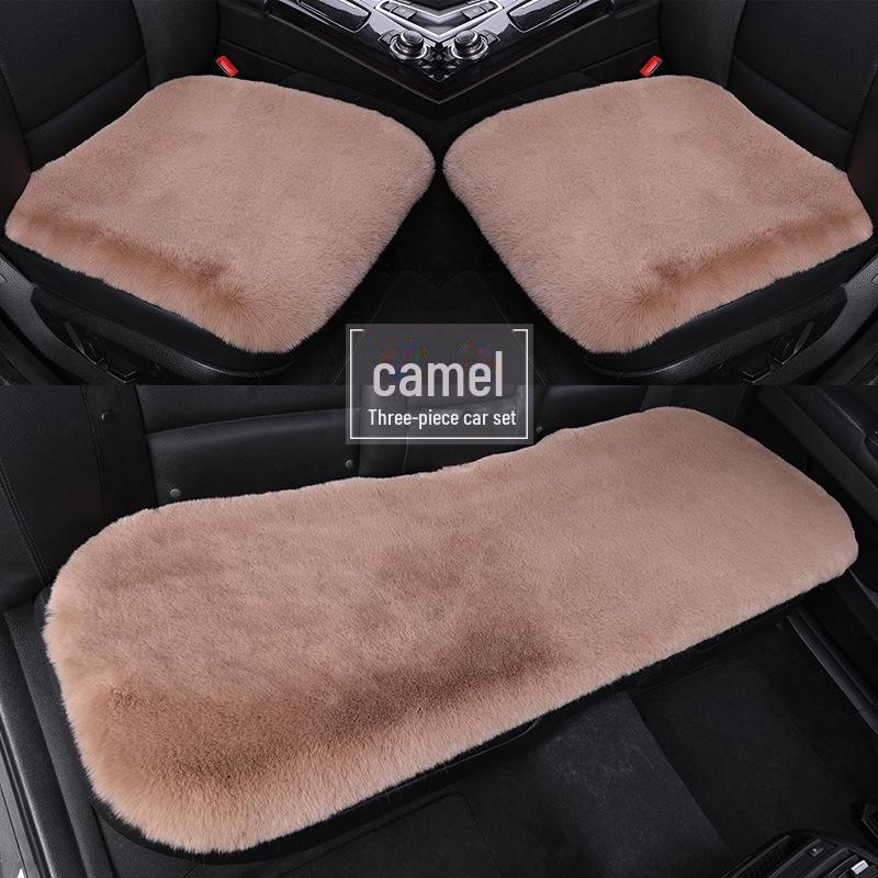 Комплект плюшевых зимних подушек для автомобильных сидений: Нескользящий, утолщенный мех кролика, универсальная посадка