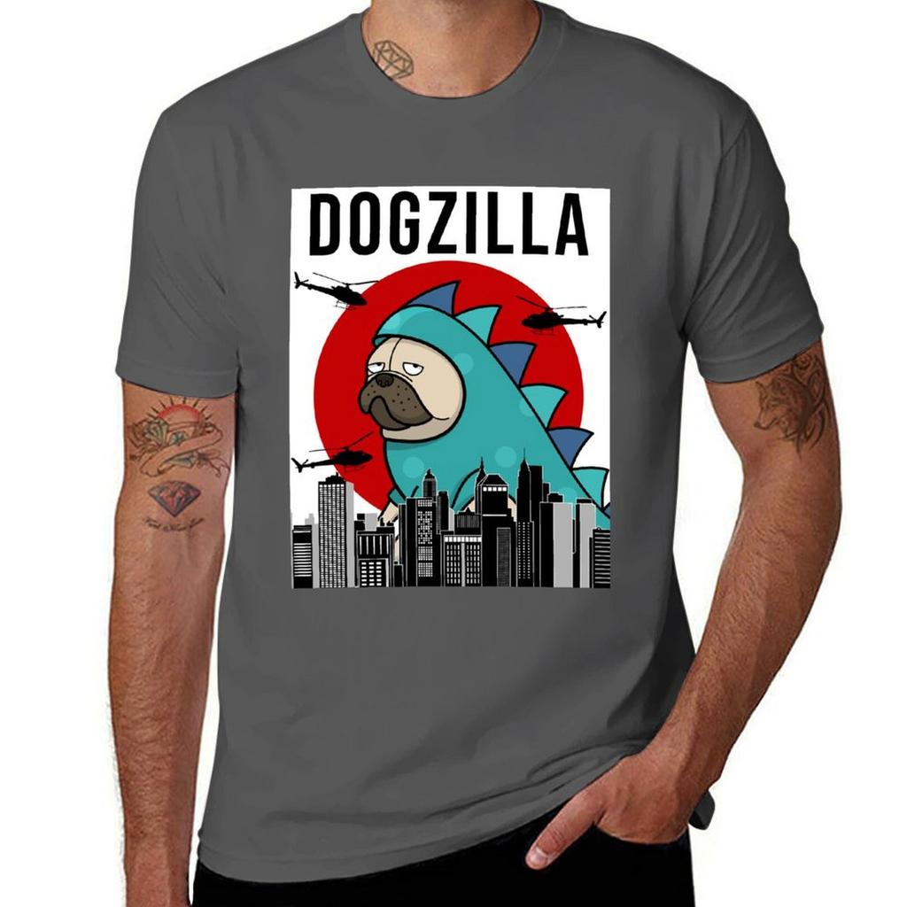 Pug Dogzilla Funny Dog Japanese Tshirt Work Wear Simple Tee Shirt Tshirt