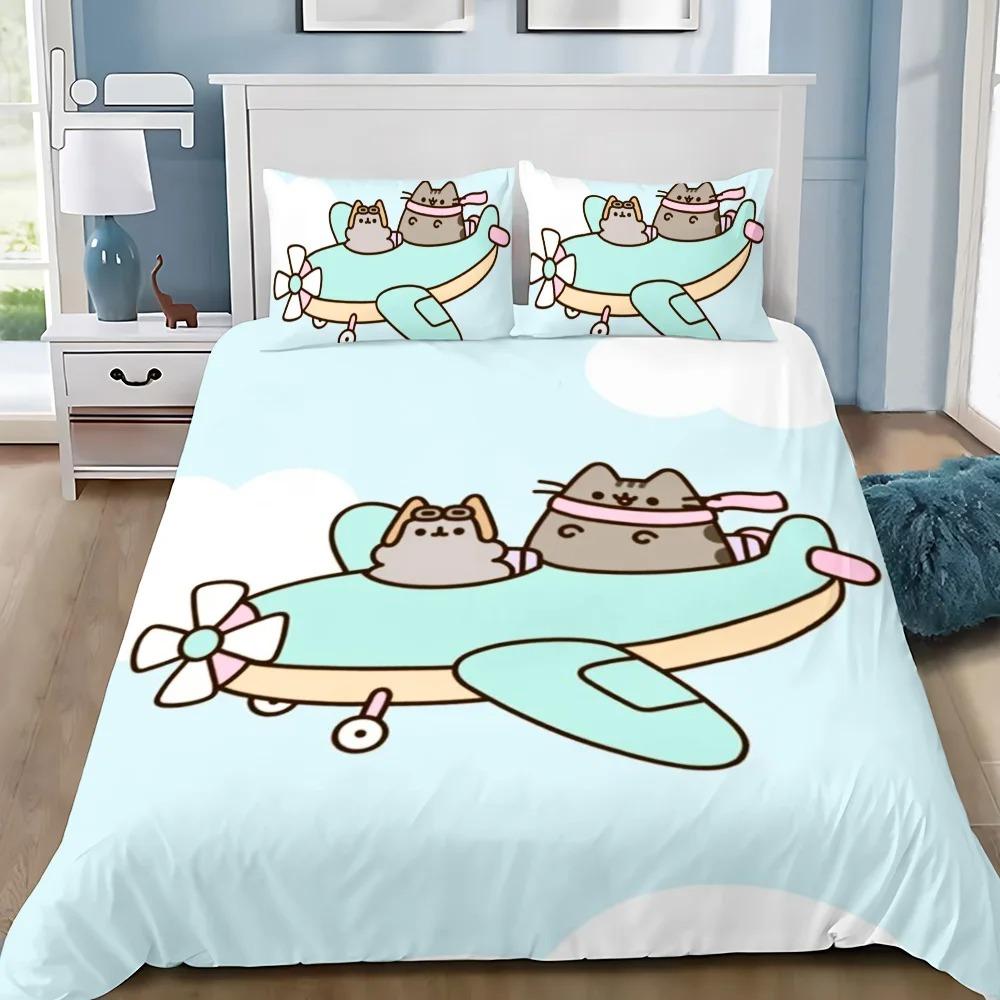Exquisite cute Print Duvet Cover Set Bedding Set P-Pus-heens Cat Single Double King Size For Kids Boy Girl Bedroom Decor 3pcs
