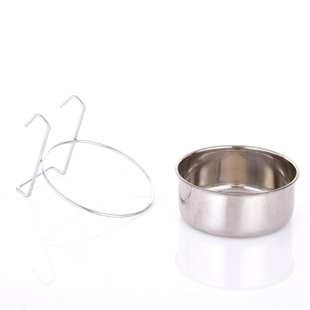 Cat Animals Puppy Stainless Steel Clamp-on Cage Cup Water Drinker Dog Feeding Bowl Bird Feeder