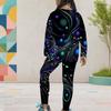 Girls Grey Printed Round Neck Long Sleeve Top And Fitted Pants Two Piece Set