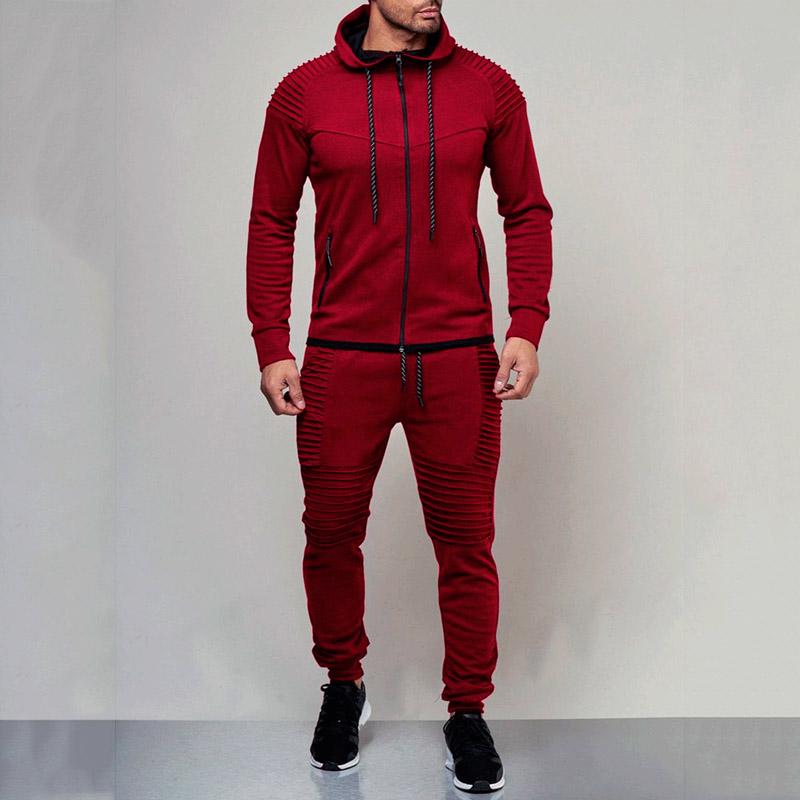 Мужские спортивные костюмы Спортивная одежда на открытом воздухе Костюмы Однотонный комплект Топ + брюки Мужские комплекты из 2 предметов