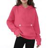 Children's Oversized Pullover Long-Sleeve Hooded Sweatshirt With Button Pockets In Solid Color