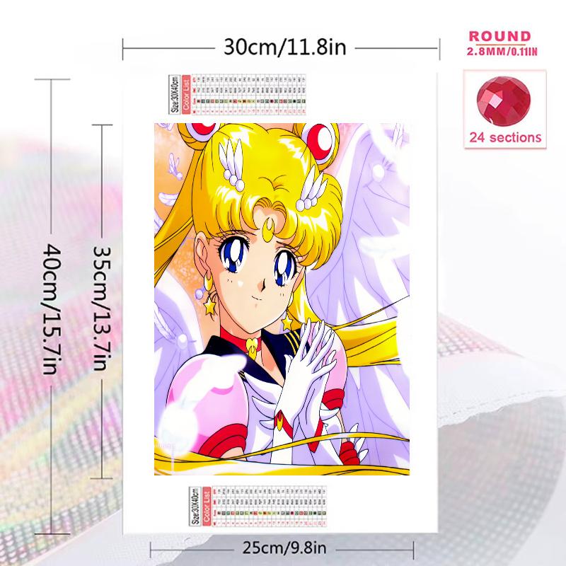 Sailor Moon Sailor Moon Pattern 3pcs 100% Round Full Drill 5D DIY Diamond Painting Embroidery Cross Stitch Rhinestone Décor