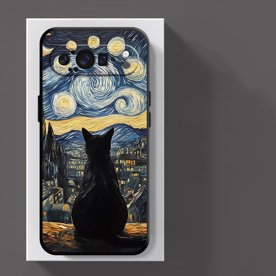 Чехол для Google Pixel 10A 8a 6 7 8 Pro 10 9 Pro XL 6a 9a 7a Funda Чехол для телефона Ван Гог Звездная ночь Кот