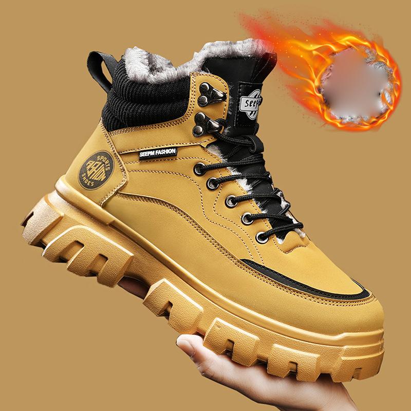 Мужские зимние высокие походные кроссовки на меховой подкладке, повседневные тактические ботинки без шнуровки, ботильоны на шнуровке, теплые зимние ботинки для мужчин, короткие ботильоны