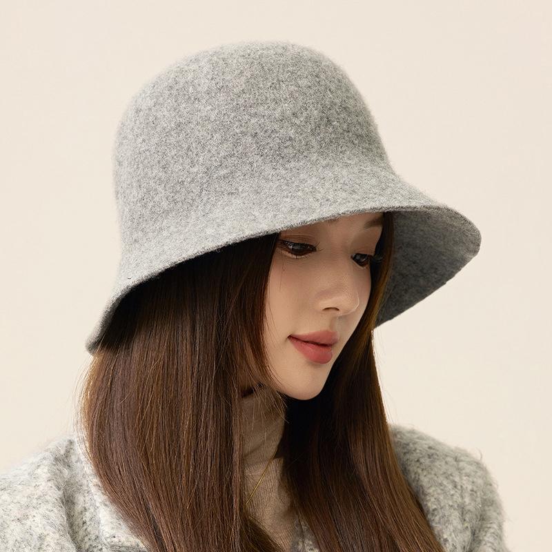 Женская шерстяная шляпа рыбака, однотонная шляпа-ведро, теплая шляпа для отдыха на природе