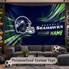 Wall Hanging Tapestry Custom NameSeattle Seahawks Pattern Personalized Printed Fabric Wall Decor