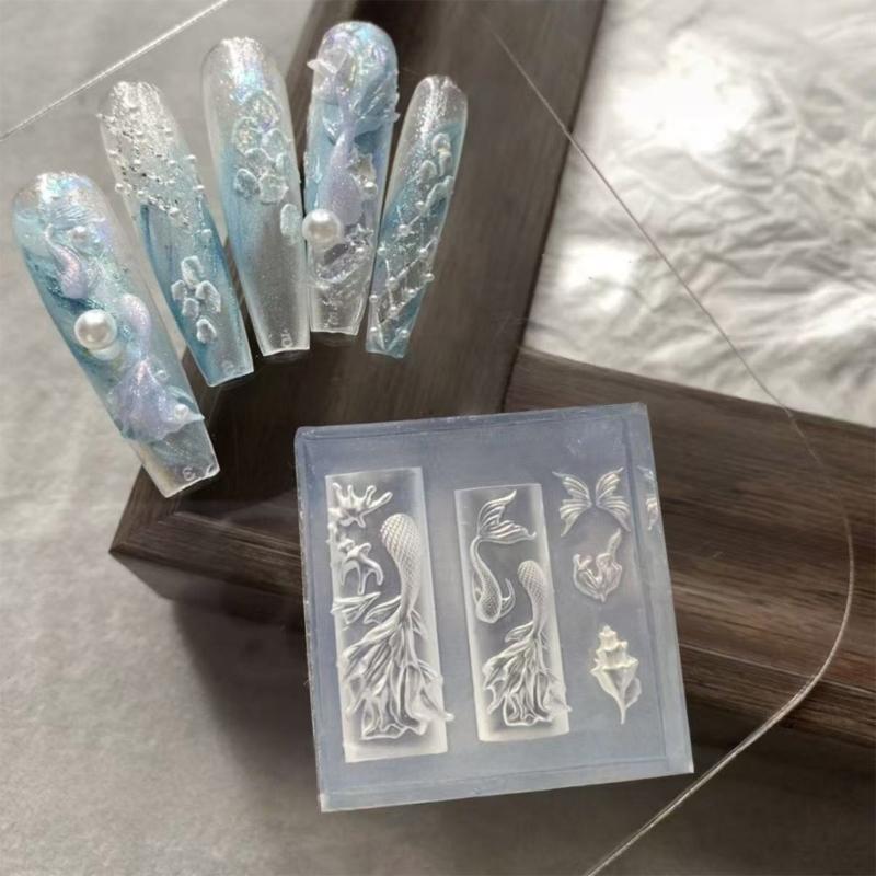 Silicone Nails Embellishment Molds Mermaids Tail Shape Small Accessories Crafting Mold for Beauty Enthusiasts Present