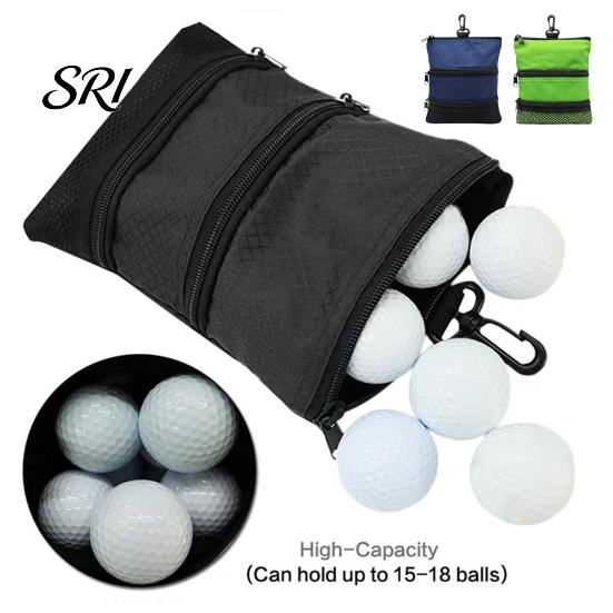 Golf Accessories Bag Ball with Waist Clip 3 Pockets Waterproof Nylon Pocket Tee Tools Organizer Pouch Holder Men Women Enthusiasts Gift Storage