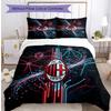 AC Milan Pattern Printed 3PCS Bedding Set Soft Skin-Friendly Washable Duvet Cover & Pillowcases Set All Season Bedroom