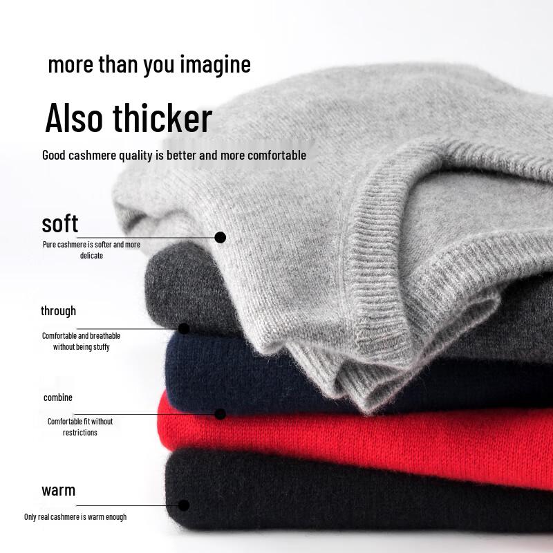 Hengyuanxiang Men's Thickened Pure Cashmere Sweater
