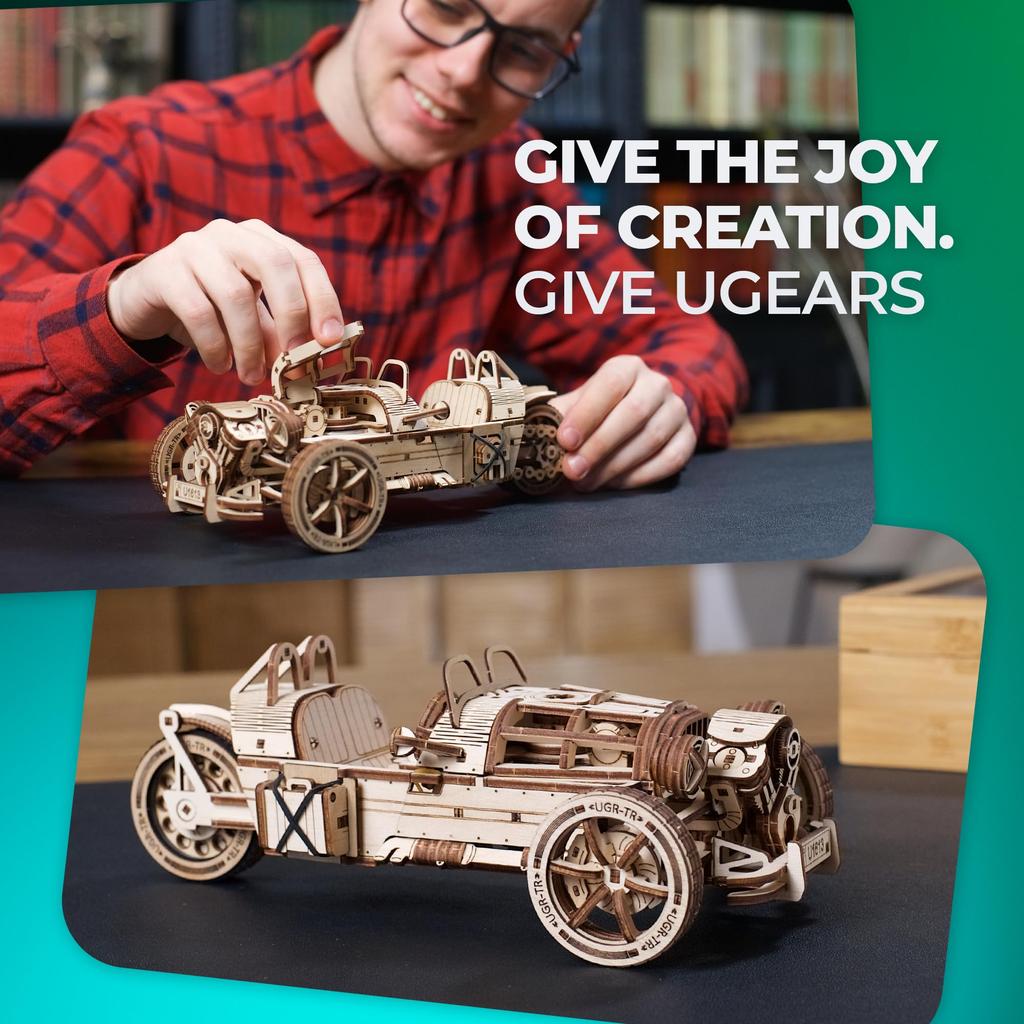 Ugears Trike Wooden Puzzle 3D Craft 70216 3D Puzzle Не требуется клей или инструменты UGR-S