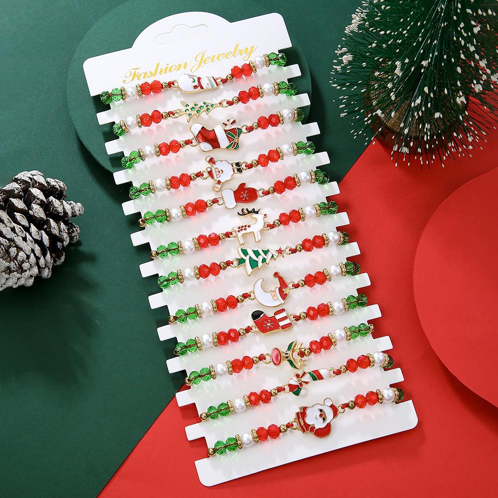 Christmas bracelet 11 combination set, soft pottery bead string mixed and matched Christmas alloy accessories bracelet bracelet bracelet jewelry