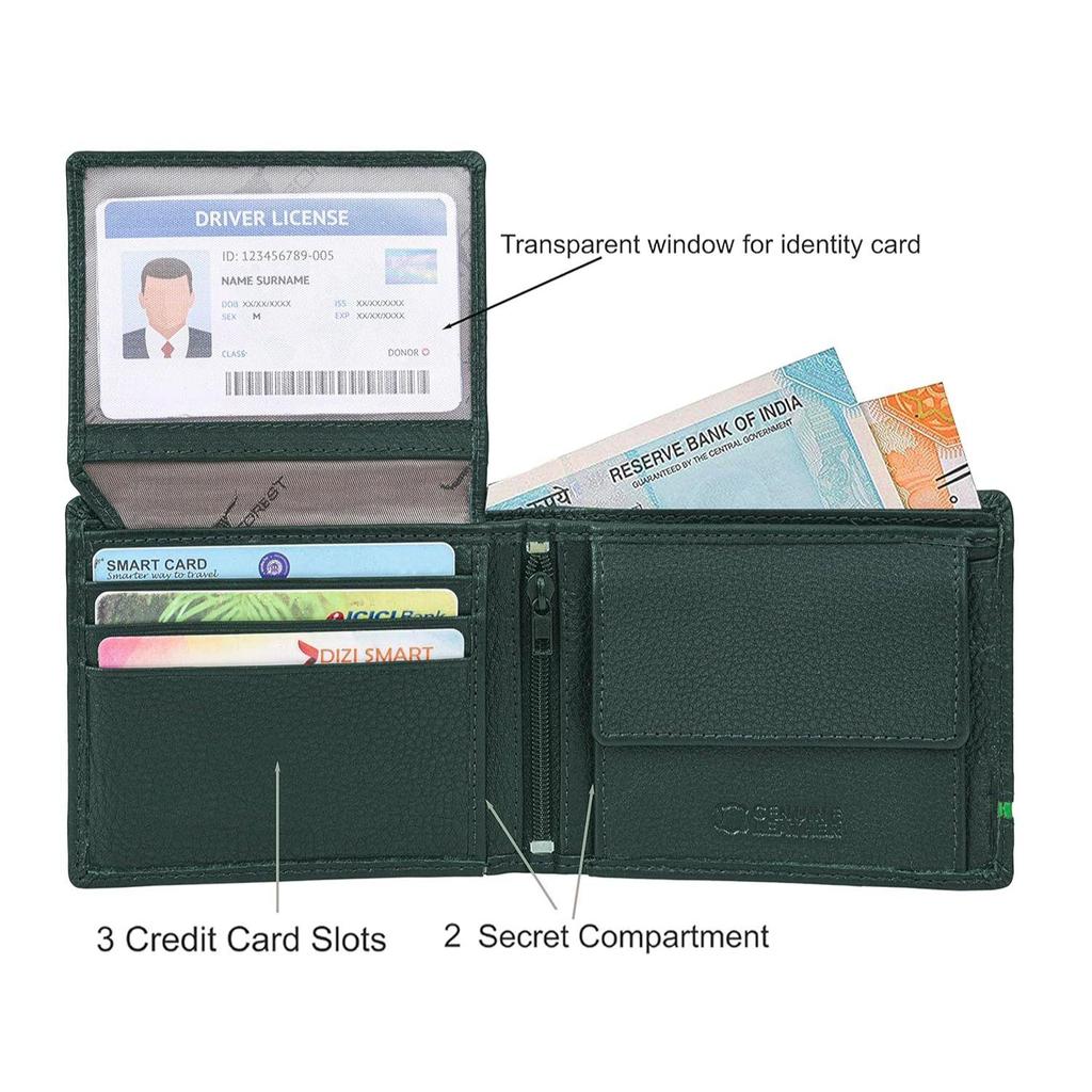 Мужской кожаный кошелек цвета оленьего зеленого/светло-зеленого цвета