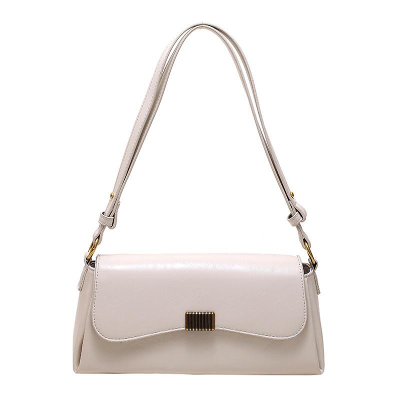 Ielgy French Retro Brown Underarm Bag Simple Messenger Baguette Bag