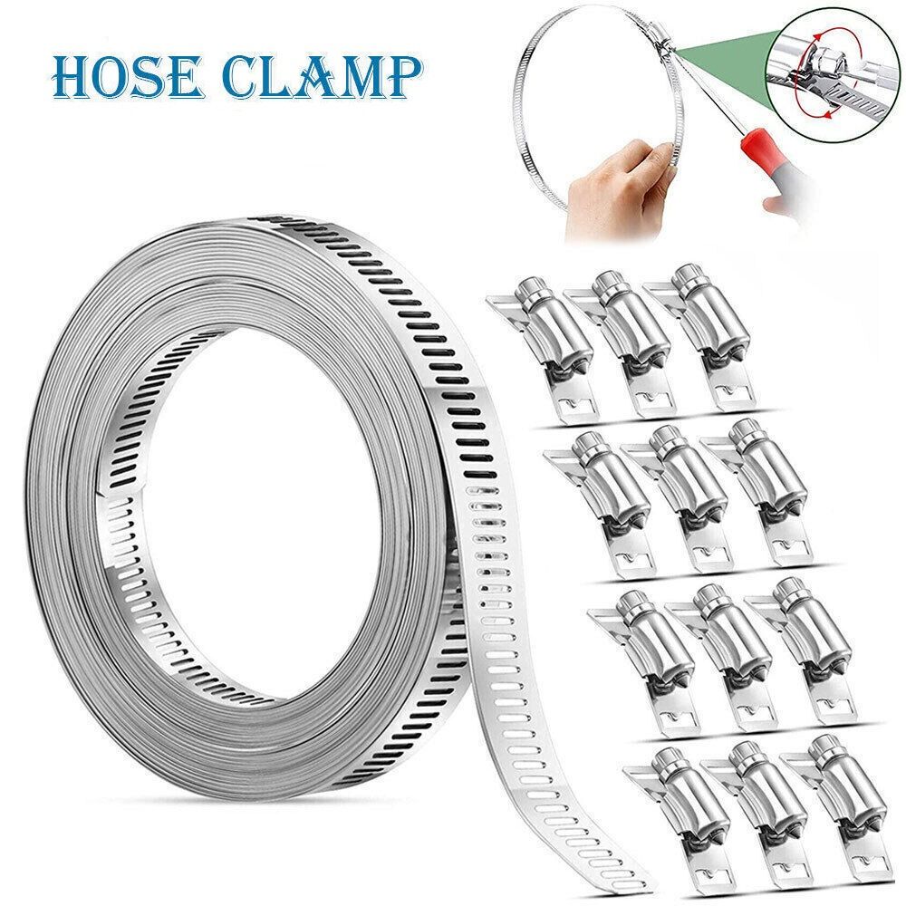 Винтовой бандажный хомут-лента с крепежом для шлангов, для труб, воздуховодов, самодельный червячный зажим