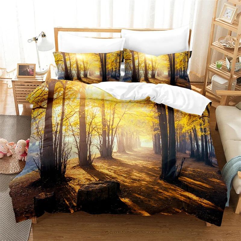 Natural Scenery Duvet Cover Set Forest Bedding Set Quilt Cover Queen Bed Luxury Comforter Bed Cover Set