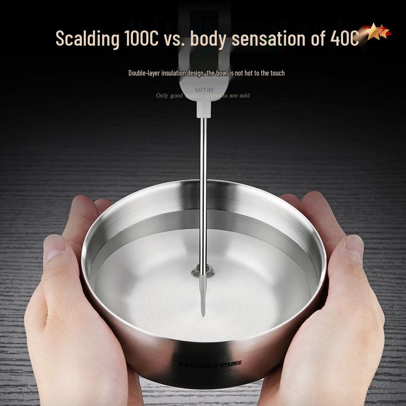 Jidu 304 Stainless Steel Double-Layer Scald-Proof Soup Bowl for Home, Kids & Adults