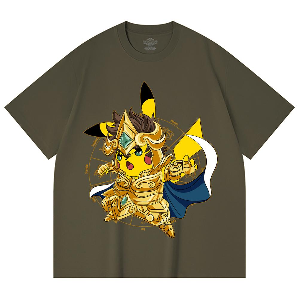 230 Gsm 100% Cotton Pokemon V25 Pikachu Leo Print Unisex Heavy Cotton T Shirt