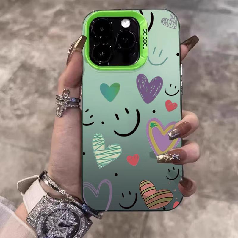 Smile Cheeks Electroplate Silver IMD Phone Case For iPhone 17 16 15 14 13 12 11 Pro Max 17 Air 16E X XS XR Matte Bumper Cover