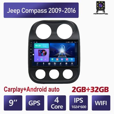Автомобильный мультимедийный плеер Android 2 Din для Jeep Compass 2009-2016, головное устройство, стерео Carplay, GPS-навигация, BT, WIFI, 2 + 32 ГБ