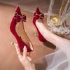 Свадебные туфли на высоком каблуке, не утомляющие ноги, красные свадебные туфли, летняя женская сценическая одежда, туфли для невесты, новинка 2025 года, китайская ниша