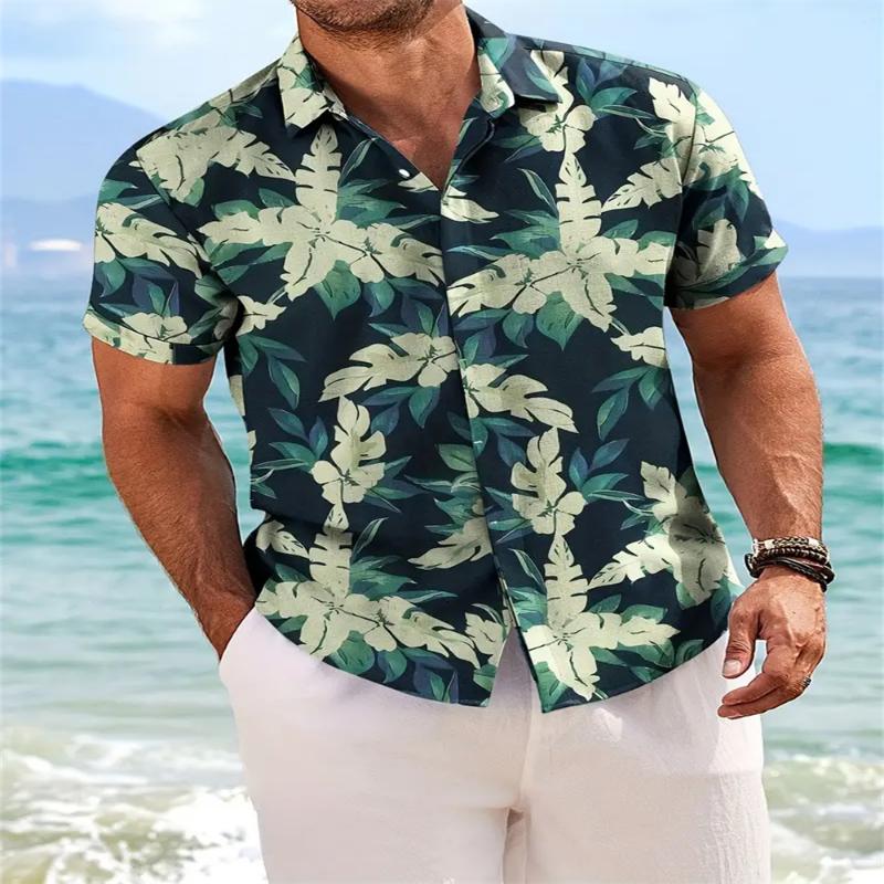 Men's Summer 3D Printed Button-Down Shirt Men Fashion Trend Casual Comfort Breathable Quick Drying Ultra-Thin Button-Down Shirt