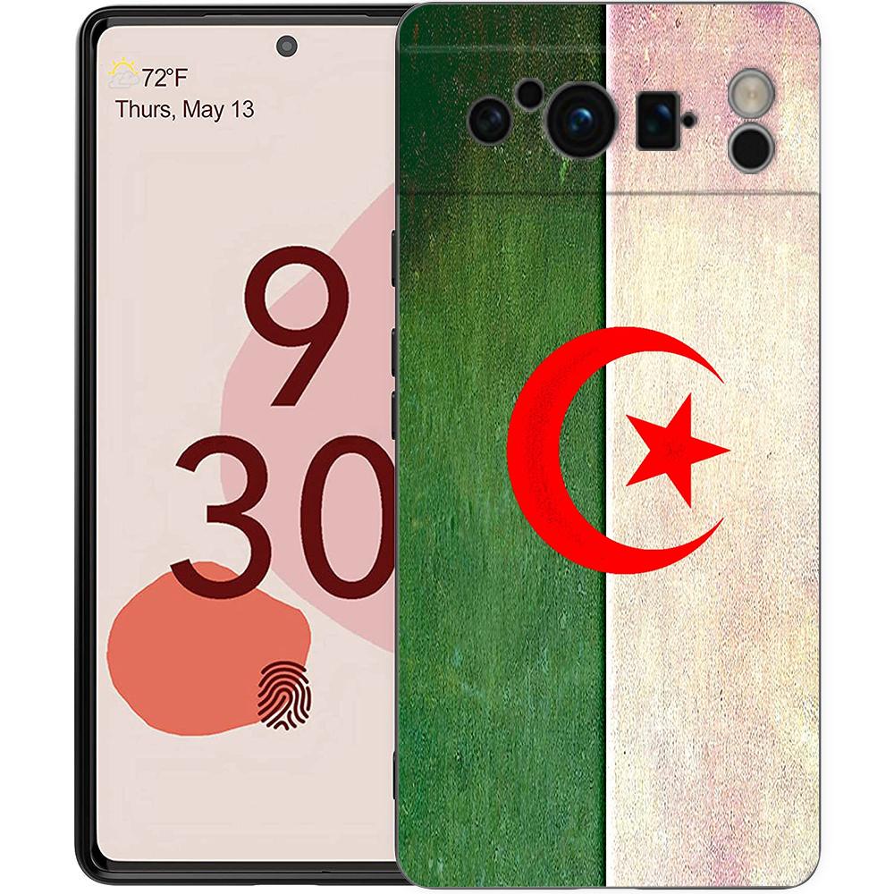 Чехол для телефона для Google Pixel 8 A 7 6 Pro 6A 5G Черный Мягкий Ударопрочный Чехол-накладка Силиконовый TPU Чехол Кок Флаг Алжира