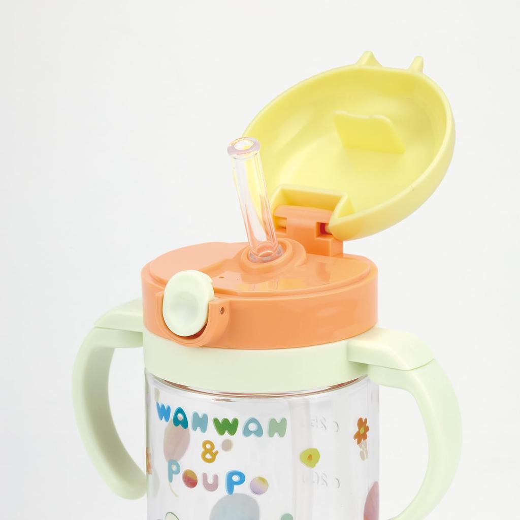 Skater Baby Straw Mug with Foldable Handle and Shoulder Suitable for Ages 1 Year and Inai Inai Baa 25 Strap, 2-Way Design, 370ml, Up, (Peek-a-Boo)