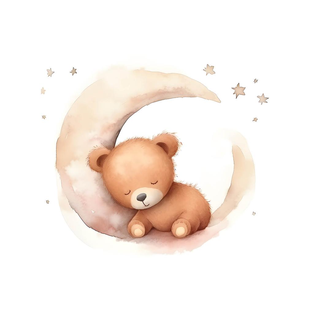 Miś Na Księżycowej Chmurce Miś Na Księżycowej Chmurce, 30X40 Cm, Rama Drewniana Ciemny Brąz, Papier Matowy 230 Gsm