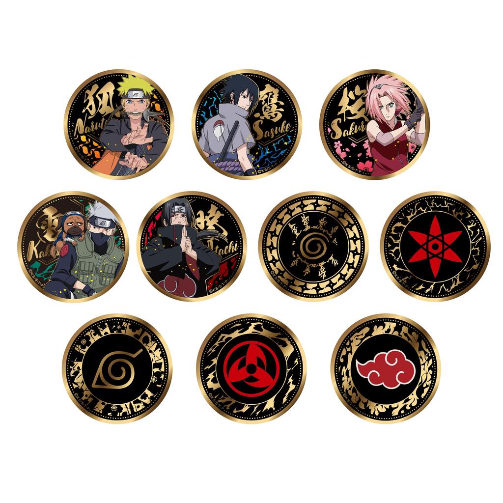 Tenyo Overwhelming Gold Badge NARUTO of Alloy Plated Finish Can Diameter Vol.1 (Set 10, Boxed) TKB-S02 Badge, Approx. 5.5cm