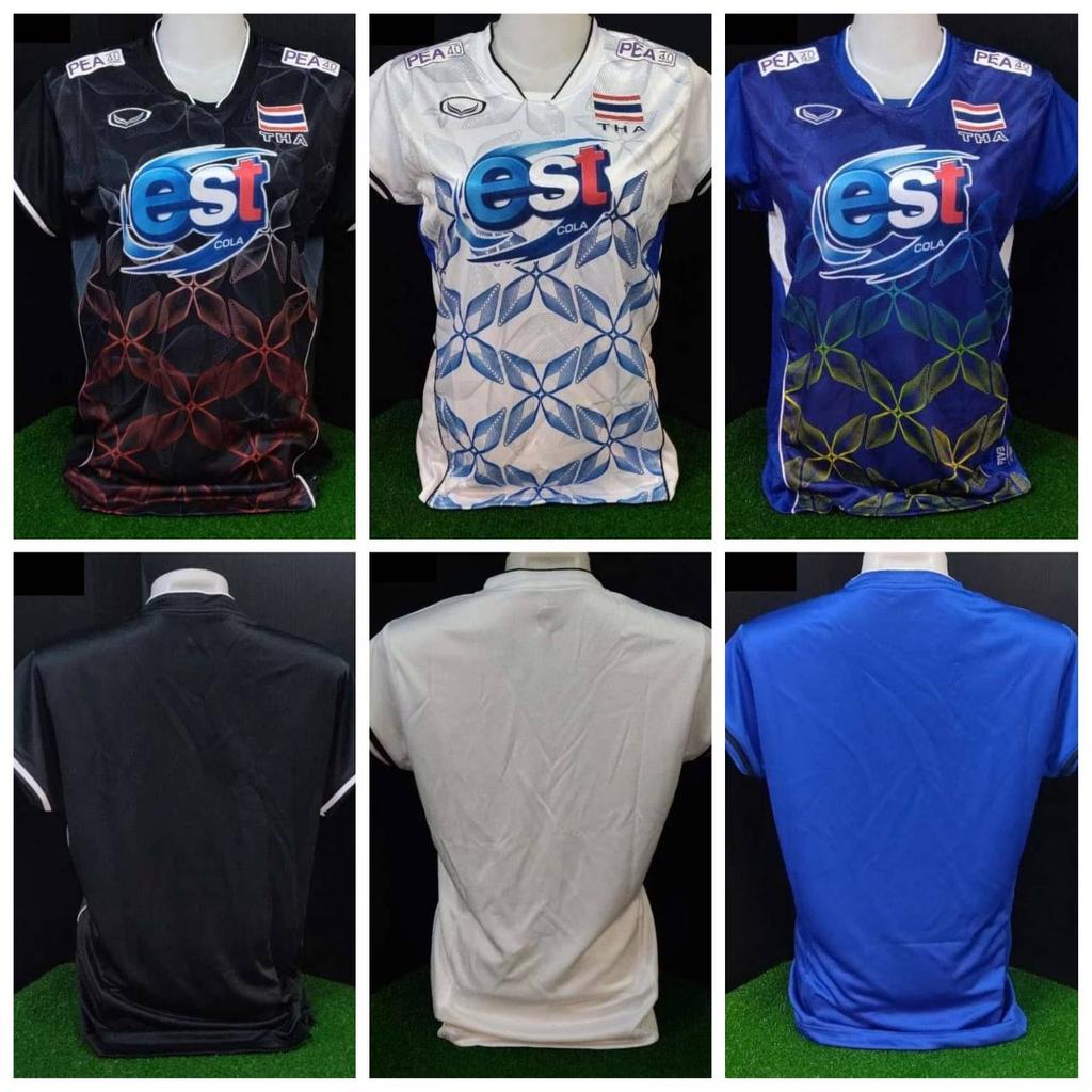 ТАИЛАНД Национальная волейбольная женская винтажная футболка CHEER Fan Print Version Быстросохнущая футболка с V-образным вырезом и коротким рукавом Униформа с логотипом флага Таиланда Спорт в помещении