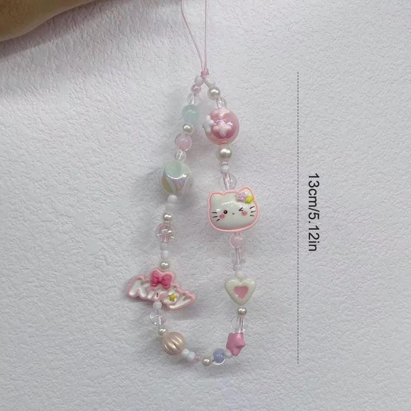 Y2K мультфильм Hello Kitty браслет телефон цепочка милый бисерный мобильный телефон шнурок брелок анти-потеряшка цепи сумка кулон